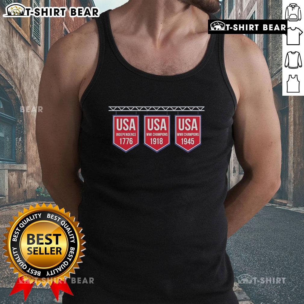 Premium Usa Banner 1776 1918 1945 Tank Top Premium USA Banner Tank Top featuring historical years 1776, 1918, and 1945 for patriotic fashion enthusiasts.