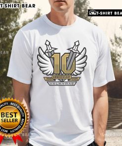 Premium Valkyrae 10 Year Anniversary 2015-2025 Swords T-Shirt featuring a stylish design for fans and collectors.