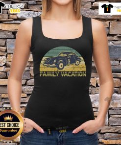 Premium vintage retro family vacation tank top featuring an old classic car design, perfect for nostalgic summer outings.