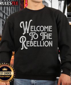 Premium vintage style 'Welcome to the Rebellion' sweatshirt featuring bold graphics and a cozy fit for casual wear.
