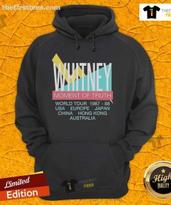 Premium Whitney Houston Moment of Truth World Tour 1987-88 hoodie featuring iconic design and vibrant colors.