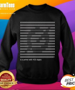 Premium Wow sweatshirt featuring a design with a 420-digit prime number, perfect for math enthusiasts and fashion lovers.