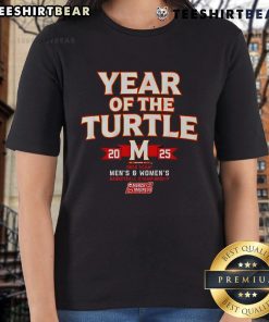Alt Text: Premium Year of the Turtle Maryland Terrapins basketball championship 2025 ladies tee for fans and supporters.
