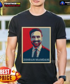 Premium Zohran Mamdani vintage poster design t-shirt featuring vibrant graphics and retro style for casual wear.