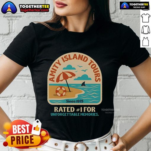 Pretty Amity Island Tours ladies' tee featuring vibrant colors and a stylish design, perfect for summer adventures.