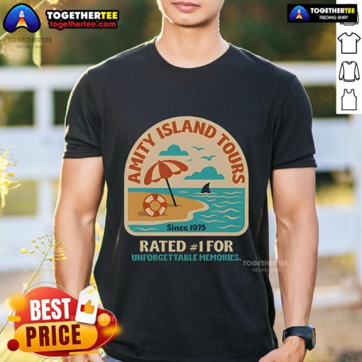 Pretty Amity Island Tours T-Shirt featuring a vibrant design inspired by the iconic beach destination.