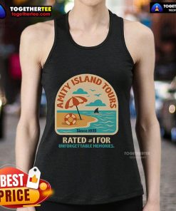 Pretty Amity Island Tours tank top featuring a vibrant beach design, perfect for summer adventures and ocean lovers.