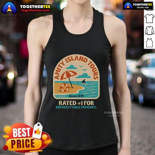 Pretty Amity Island Tours tank top featuring a vibrant beach design, perfect for summer adventures and ocean lovers.
