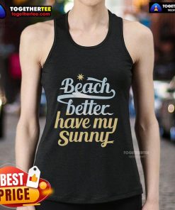 Bright sunny beach scene featuring a stylish tank top, perfect for summer outings and beachwear fashion.