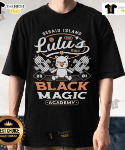 Alt Text: Pretty Besaid Island Lulu's Black Magic Academy T-Shirt featuring vibrant graphics and stylish design.
