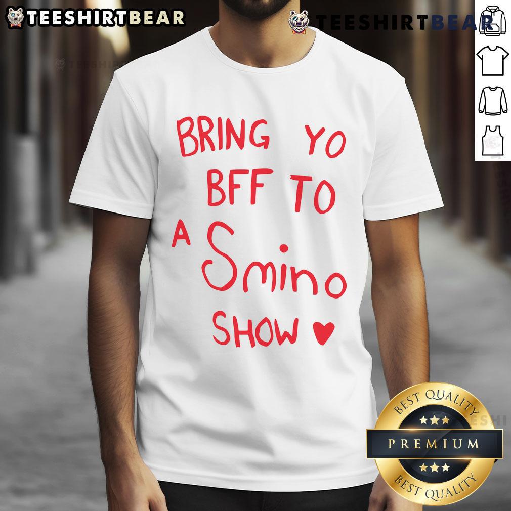 Pretty Bring Yo Bff To A Smino Show T Shirt Alt Text: Pretty Bring Yo Bff To A Smino Show T-Shirt featuring vibrant colors and fun graphics for concert lovers.