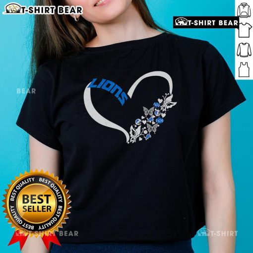 Pretty butterflies in my stomach Detroit Lions NFL ladies tee featuring vibrant colors and stylish design for fans.