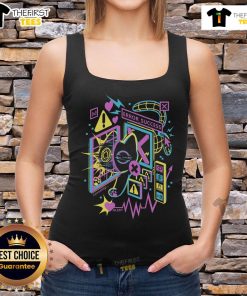 Trendy tank top featuring a cute cat scan graphic with heart, perfect for cat lovers and fashion enthusiasts.