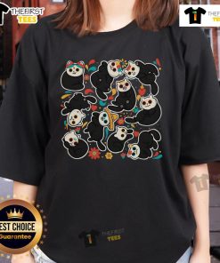 Pretty Catlaveras Ladies Tee featuring vibrant skull designs and floral patterns, perfect for stylish, festive outfits.