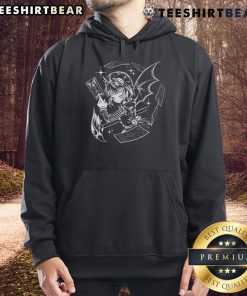 Gothic anime girl in a dark blossom design on a tarot death card hoodie, showcasing unique art and style.