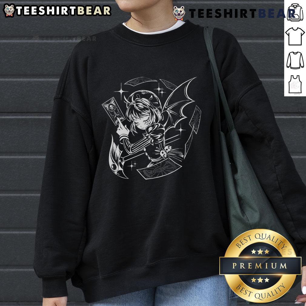 Pretty Dark Blossom Gothic Anime Girl Tarot Death Card Sweatshirt Pretty dark blossom gothic anime girl tarot death card sweatshirt design featuring vibrant colors and intricate details.