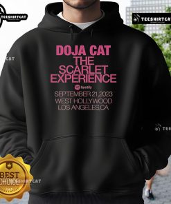 Alt Text: Pretty Dojacat The Scarlet Experience September hoodie featuring vibrant colors and stylish design, perfect for fans.