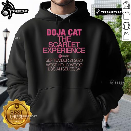 Alt Text: Pretty Dojacat The Scarlet Experience September hoodie featuring vibrant colors and stylish design, perfect for fans.
