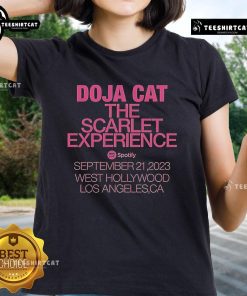 Pretty Dojacat The Scarlet Experience September Ladies Tee featuring vibrant colors and stylish design for women.