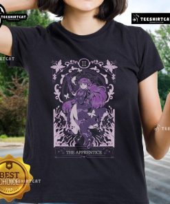 Alt Text: Pretty Fern from The Apprentice Freiren Beyond Journey's End on a stylish ladies tee, perfect for anime fans.