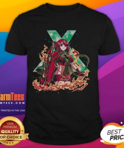 Pretty Forged In Flame Xenoblade Pyra T-Shirt featuring vibrant graphics of Pyra from the popular game Xenoblade Chronicles.