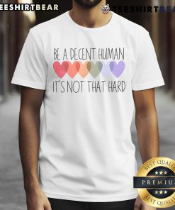 Alt Text: Pretty Hearts Be A Decent Human It's Not That Hard T-Shirt design featuring vibrant colors and a heart graphic.
