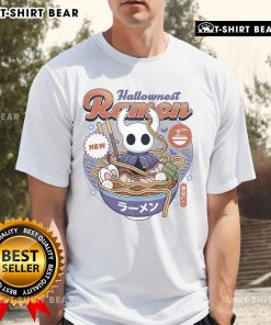 Pretty Hollow Knight Hallownest ramen vintage T-shirt featuring a whimsical design inspired by the games art style.