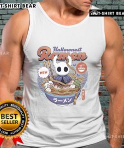 Vintage tank top featuring Pretty Hollow Knight Hallownest ramen design, perfect for fans of the game and stylish apparel.