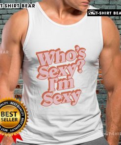 Kendall Washington in a stylish 'Who's Sexy? I'm Sexy' tank top, showcasing a trendy summer fashion look.