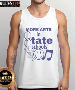 Smiley tank top design featuring vibrant colors, perfect for showcasing arts in state schools. Trendy and playful fashion.