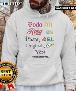 Alt Text: Cozy 'Toda Mi Ropa Es Pirata El Google Soy Yo' hoodie featuring a vibrant paisley design, perfect for casual wear.