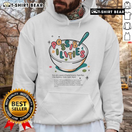 Pretty Possibilities Cereal Hoodie featuring a colorful cereal graphic, perfect for cozy and stylish casual wear.