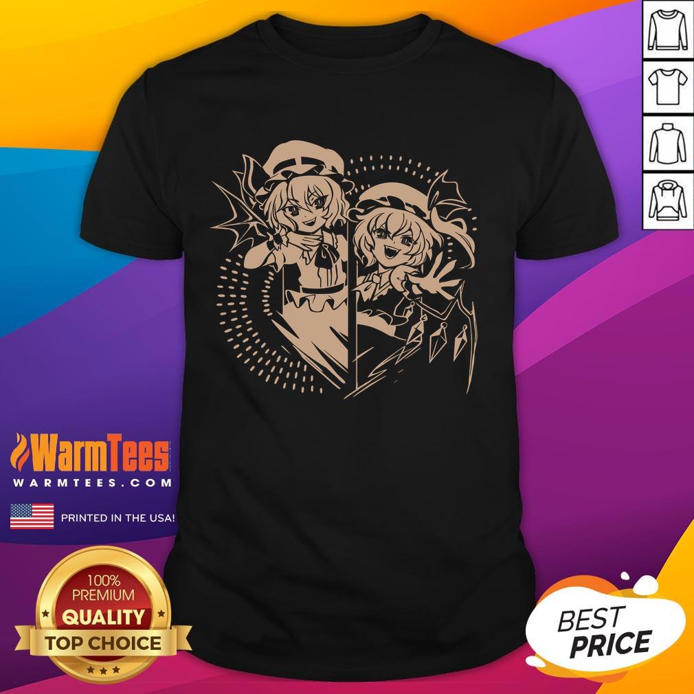 Pretty Remilia Scarlet Scarlet Chamber Touhou Project T Shirt Alt Text: Pretty Remilia Scarlet in elegant chamber design on Touhou Project T-Shirt, perfect for fans of the series.