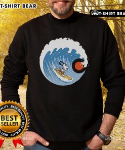 Adorable Pretty Snoopy Big Wave Adventure 2 sweatshirt featuring Snoopy surfing on a vibrant wave, perfect for casual wear.