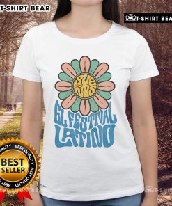 Pretty Suenos El Festival Latino Flower Ladies Tee showcasing vibrant floral design and cultural celebration.