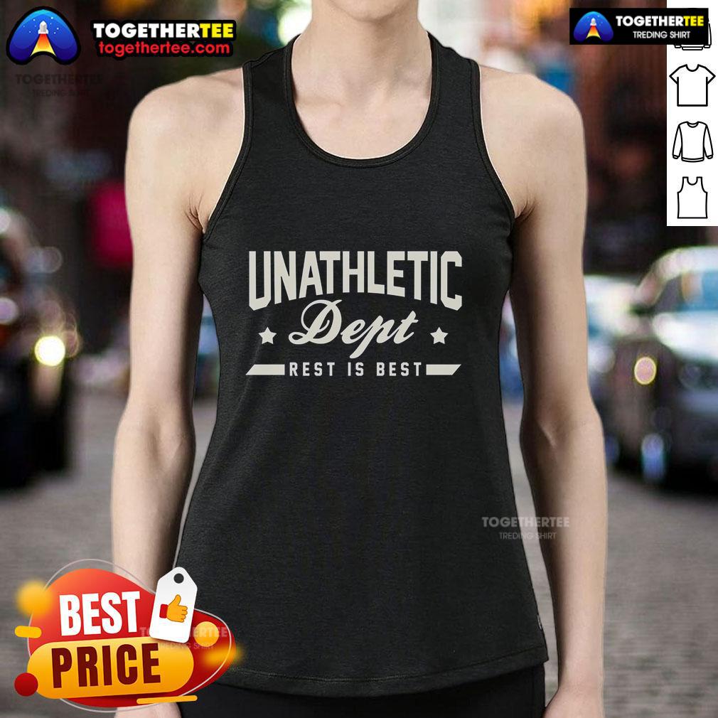 Pretty Unathletic Dept Rest Is Best Tank Top Alt Text: Stylish 'Rest Is Best' tank top from the Pretty Unathletic Dept, perfect for casual wear and relaxed vibes.