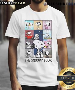Stylish Snoopy Tour Taylor Eras Tour T-Shirt featuring iconic characters celebrating Taylor Swift's music journey.