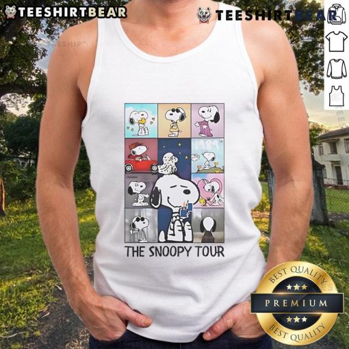 The Snoopy Tour Taylor Eras Tour tank top featuring vibrant graphics and a stylish design for fans of Taylor Swift.