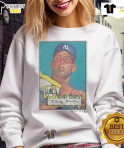 Alt Text: Vintage 1952 Topps Baseball Mickey Mantle Yankees sweatshirt, showcasing iconic sports memorabilia and classic design.