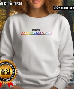 Top 23XI Racing Forward Together Pride Rainbow Sweatshirt featuring vibrant rainbow colors and a stylish design.