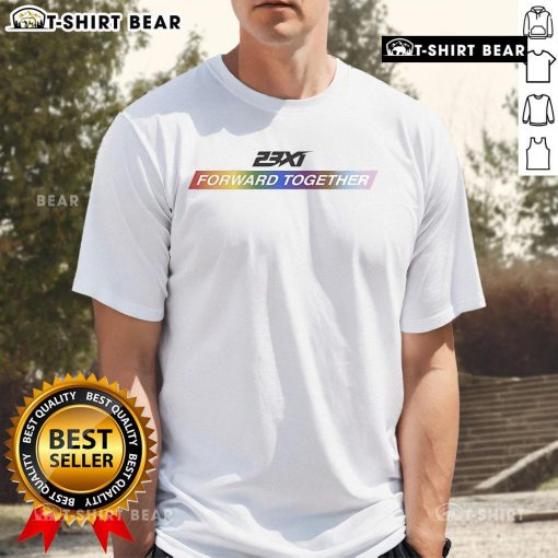 Top 23Xi Racing Forward Together Pride Rainbow T-Shirt featuring vibrant rainbow colors, celebrating inclusivity and diversity.