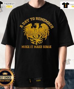 Alt Text: Top A Day To Remember Make It Make Sense T-Shirt featuring bold graphic design and band logo in vibrant colors.