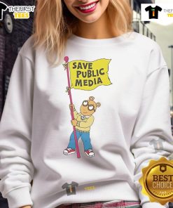 Top Arthur Save Public Media Flag Sweatshirt featuring a vibrant design promoting public media support.
