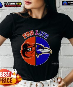 Top Baltimore Ravens and Orioles for Life ladies tee featuring team logos and stylish design, perfect for sports fans.
