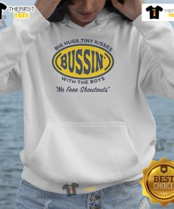 Cozy 'Top Big Hugs Tiny Kisses Bussin With The Boys Hoodie' in stylish design, perfect for casual outings and hooded fashion.