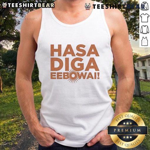 Top Book of Mormon Hasa Diga tank top featuring bold text and vibrant colors, perfect for fans and fashion lovers.