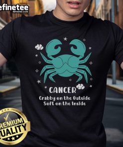 Alt Text: Top Cancer Crabby On The Outside Soft On The Inside T-Shirt featuring a fun crab graphic and vibrant colors.