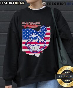Cozy Top Cleveland Indians map sweatshirt featuring iconic team logo and vibrant colors, perfect for baseball fans.