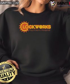 Cozy Top Clockworks Psychiatric Hospital sweatshirt featuring a unique design perfect for fans of quirky fashion.