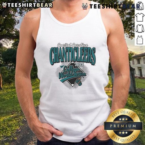 Top Coastal Carolina Baseball 2025 College World Series tank top featuring team colors and logo for fans and supporters.